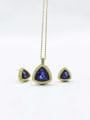 thumb Zinc Alloy Minimalist Triangle Glass Stone White Earring and Necklace Set 1