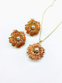 thumb Zinc Alloy Statement Flower Bead Silver Enamel Earring and Necklace Set 0