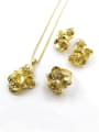 thumb Trend Flower Zinc Alloy Rhinestone White Earring Ring and Necklace Set 0