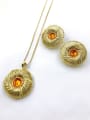 thumb Trend Round Zinc Alloy Resin Orange Earring and Necklace Set 0