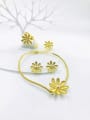thumb Zinc Alloy Luxury Flower  Bead Silver Ring Earring Bangle And Necklace Set 0