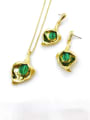 thumb Trend Flower Zinc Alloy Resin Green Earring and Necklace Set 0