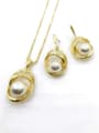 thumb Minimalist Oval Zinc Alloy Bead Silver Earring and Necklace Set 0