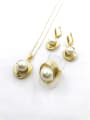 thumb Minimalist Oval Zinc Alloy Imitation Pearl White Earring Ring and Necklace Set 0
