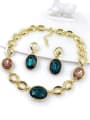 thumb Trend Oval Zinc Alloy Glass Stone Multi Color Earring and Necklace Set 0