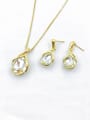 thumb Zinc Alloy Trend Water Drop Glass Stone Gold Earring and Necklace Set 1