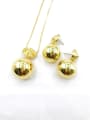 thumb Minimalist Round Zinc Alloy Bead Gold Earring and Necklace Set 0
