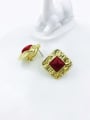 thumb Zinc Alloy Resin Red Square Minimalist Clip Earring 0