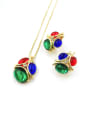 thumb Trend Irregular Zinc Alloy Resin Multi Color Earring and Necklace Set 0