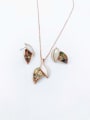 thumb Minimalist Leaf Zinc Alloy Shell Multi Color Earring and Necklace Set 0