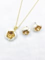 thumb Zinc Alloy Trend Flower Glass Stone Gold Enamel Earring and Necklace Set 0