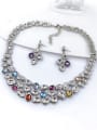 thumb Luxury Irregular Zinc Alloy Glass Stone Multi Color Earring and Necklace Set 1
