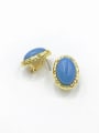 thumb Zinc Alloy Resin Blue Oval Minimalist Clip Earring 0