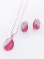 thumb Dainty Water Drop Zinc Alloy Cats Eye White Earring and Necklace Set 1
