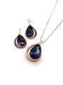 thumb Minimalist Water Drop Zinc Alloy Glass Stone Purple Earring and Necklace Set 0