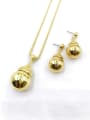 thumb Minimalist Zinc Alloy Bead Gold Earring and Necklace Set 0