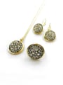 thumb Classic Round Zinc Alloy Rhinestone White Earring Ring and Necklace Set 0
