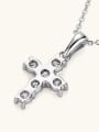 thumb 925 Sterling Silver Moissanite White Cross Minimalist Lariat Necklace 5