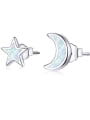 thumb 925 Sterling Silver Synthetic Opal White Minimalist Stud Earring 0