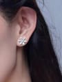 thumb 925 Sterling Silver Cubic Zirconia White Minimalist Stud Earring 2