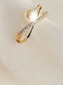 thumb 925 Sterling Silver Freshwater Pearl Beige Minimalist Band Ring 0