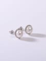 thumb 925 Sterling Silver Freshwater Pearl White Minimalist Stud Earring 1