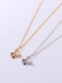 thumb 925 Sterling Silver Cubic Zirconia White Rabbit Minimalist Link Necklace 1