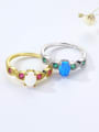 thumb 925 Sterling Silver Synthetic Opal Multi Color Minimalist Band Ring 2