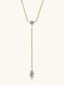 thumb 925 Sterling Silver Moissanite White Minimalist Lariat Necklace 4