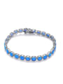 thumb 925 Sterling Silver Synthetic Opal Blue Minimalist Charm Bracelet 2