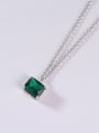 thumb 925 Sterling Silver Cubic Zirconia Green Minimalist Lariat Necklace 2