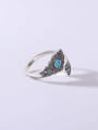 thumb 925 Sterling Silver Synthetic Opal Blue Minimalist Signet Ring 2
