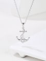thumb 925 Sterling Silver Cubic Zirconia White Anchor Minimalist Initials Necklace 3