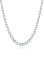 thumb 925 Sterling Silver Cubic Zirconia White Minimalist Cuban Necklace 0