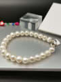 thumb 925 Sterling Silver Freshwater Pearl White Round Dainty Beaded Bracelet 1