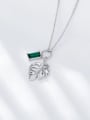 thumb 925 Sterling Silver Cubic Zirconia Green Tree of Life Minimalist Link Necklace 2