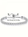 thumb 925 Sterling Silver Moissanite White Minimalist Adjustable Bracelet 1