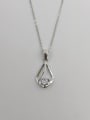 thumb 925 Sterling Silver Cubic Zirconia White Minimalist Lariat Necklace 0