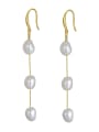 thumb 925 Sterling Silver Freshwater Pearl White Tila Bead Oval Minimalist Drop Earring 0