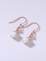 thumb 925 Sterling Silver Synthetic Opal Multi Color Minimalist Hook Earring 3
