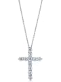 thumb 925 Sterling Silver Cubic Zirconia White Religious Minimalist Lariat Necklace 0