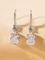 thumb 925 Sterling Silver Cubic Zirconia White Square Minimalist Drop Earring 3