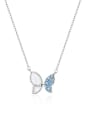 thumb 925 Sterling Silver Cubic Zirconia Blue Butterfly Minimalist Necklace 3