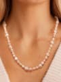 thumb 925 Sterling Silver Freshwater Pearl White Tila Bead Round Minimalist Cuban Necklace 2