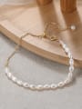 thumb 925 Sterling Silver Freshwater Pearl White Tila Bead Oval Minimalist Handmade Beaded Bracelet 1