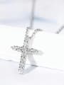 thumb 925 Sterling Silver Cubic Zirconia White Religious Minimalist Lariat Necklace 2