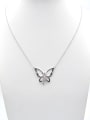thumb 925 Sterling Silver Cubic Zirconia Pink Butterfly Minimalist Lariat Necklace 1