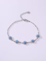 thumb 925 Sterling Silver Synthetic Opal Blue Minimalist Adjustable Bracelet 0
