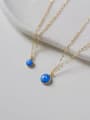 thumb 925 Sterling Silver Synthetic Opal Blue Minimalist Link Necklace 0