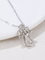 thumb 925 Sterling Silver Cubic Zirconia White Religious Minimalist Lariat Necklace 1